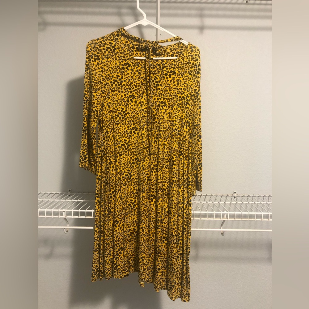 Beautiful mustard yellow printed midi dress